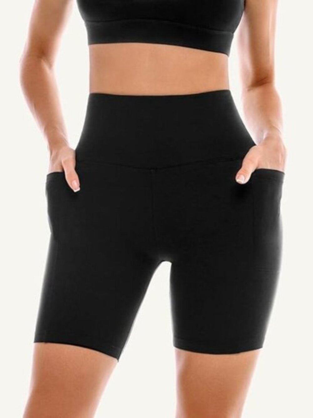 ACTIVE DOMINO Workout Gym Biker Shorts Tummy Control High Waisted 8" Blk Various